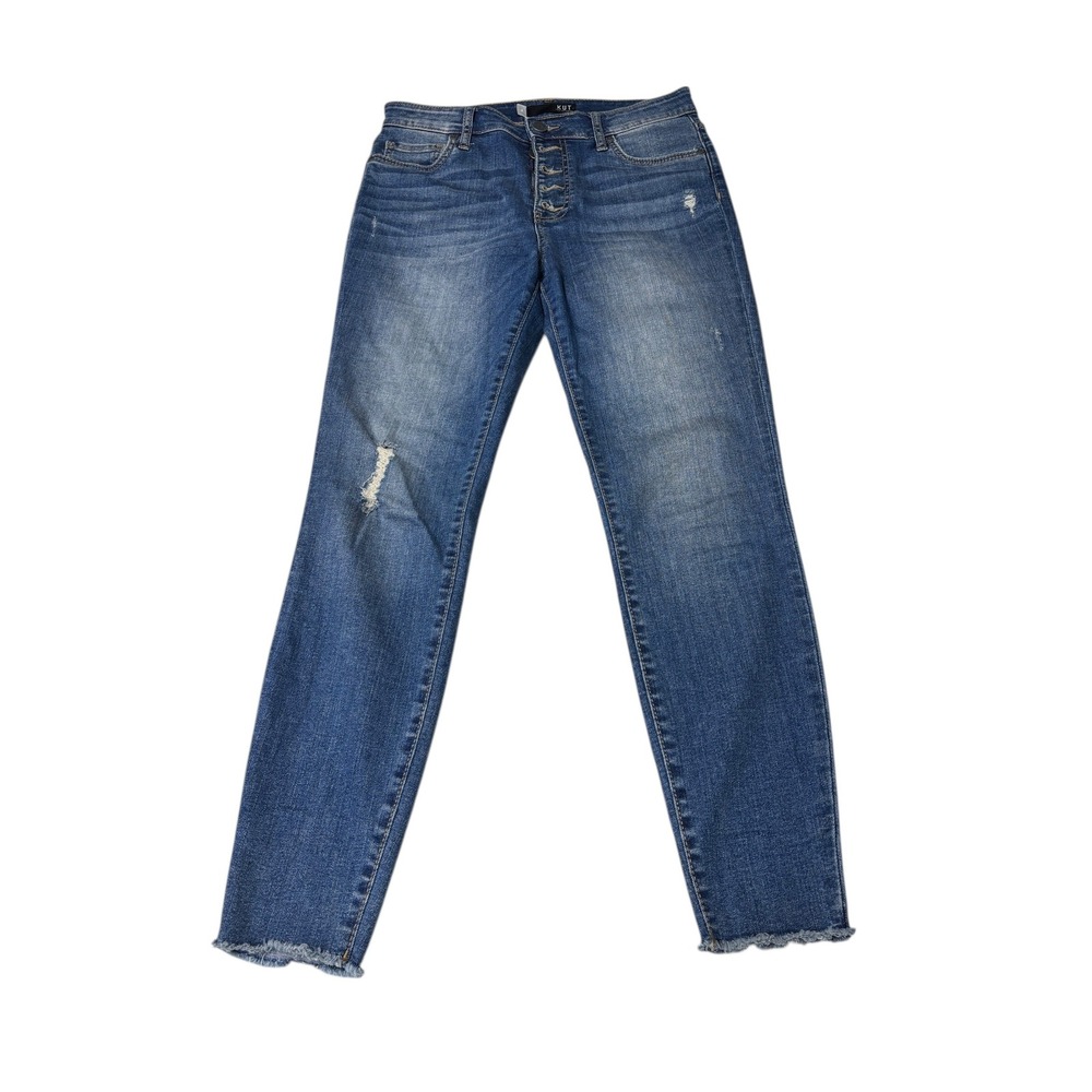 KUT from the Kloth Womens Size 4 W30 L27 High Button Fly Skinny Jeans Distressed